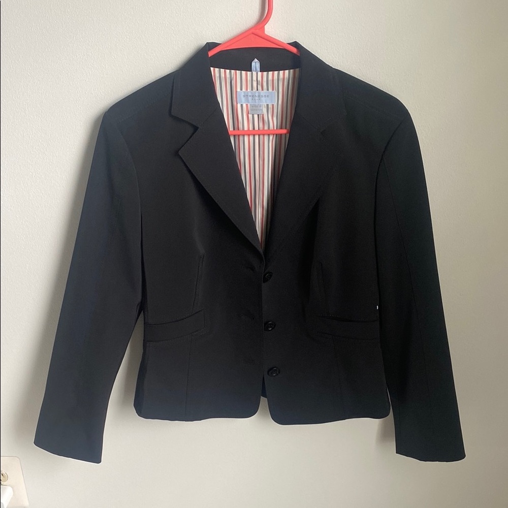 STRENESSE Black Tailored Blazer with Notched Lapel